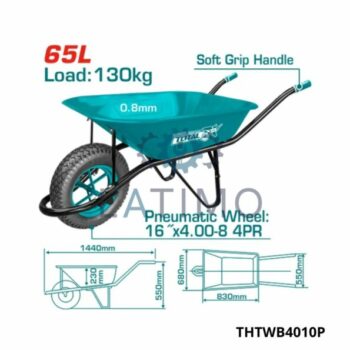 TOTAL Brouette 65l 140kg roue pneu THTWB4010P