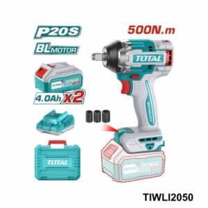 TOTAL cle a choc 500nm avec 2 batteries 20v 4ah TIWLI2050