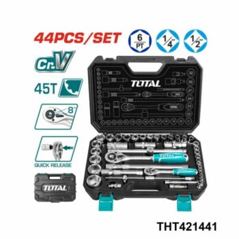 TOTAL ensemble de douilles 1/4″ et 1/2″ (44 pcs ) THT421441