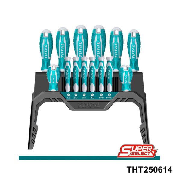 TOTAL jeu de 14 tournevis et tournevis de precision THT250614