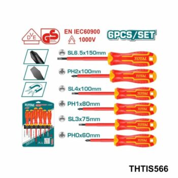 TOTAL jeu de 6 tournevis 1000v THTIS566