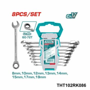 TOTAL jeu de 8 cle a cliquet THT102RK086