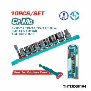 TOTAL jeux de 10 douilles 3/8″ THTISD38104