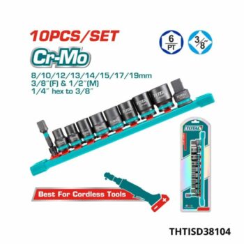 TOTAL jeux de 10 douilles 3/8″ THTISD38104