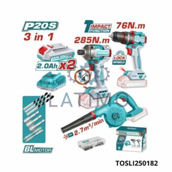 TOTAL Kit outillage 3en1 20v 2x2ah TOSLI250182
