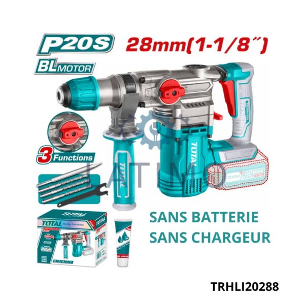 TOTAL Marteau perforateur 20v 28mm sans b/Ch TRHLI20288