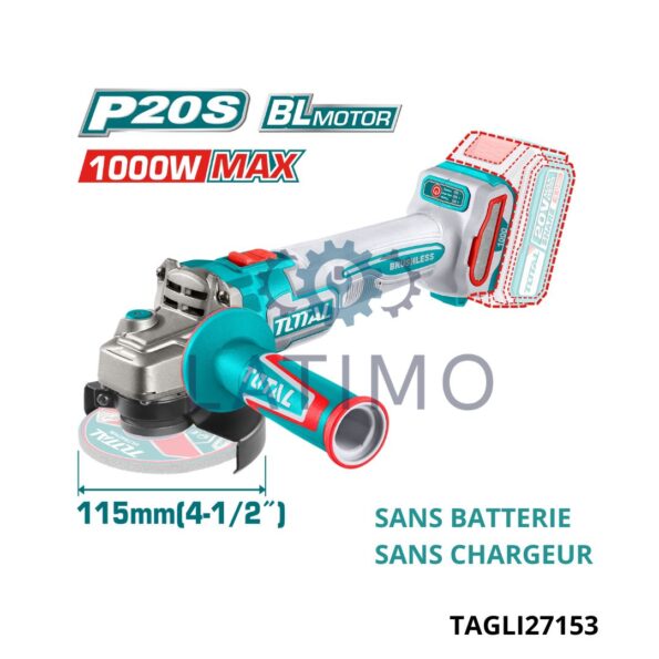 TOTAL Meuleuse 115mm 20v sans batterie sans chargeur TAGLI27153