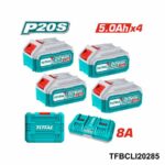 TOTAL Pack 4 batterie 5ah + chargeur 8a TFBCLI20285