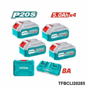 TOTAL Pack 4 batterie 5ah + chargeur 8a TFBCLI20285