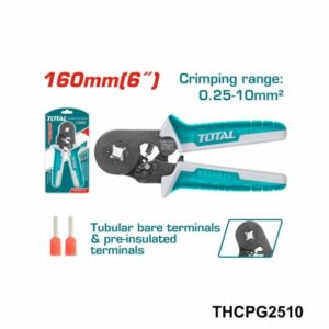 TOTAL pince a sertir à cliquet 160mm 6″ THCPG2510