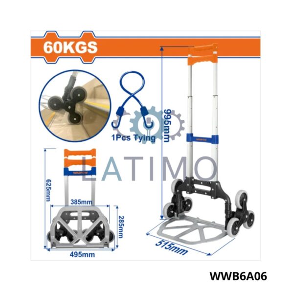 WADFOW Diable pliable 6 roues 60kg WWB6A06